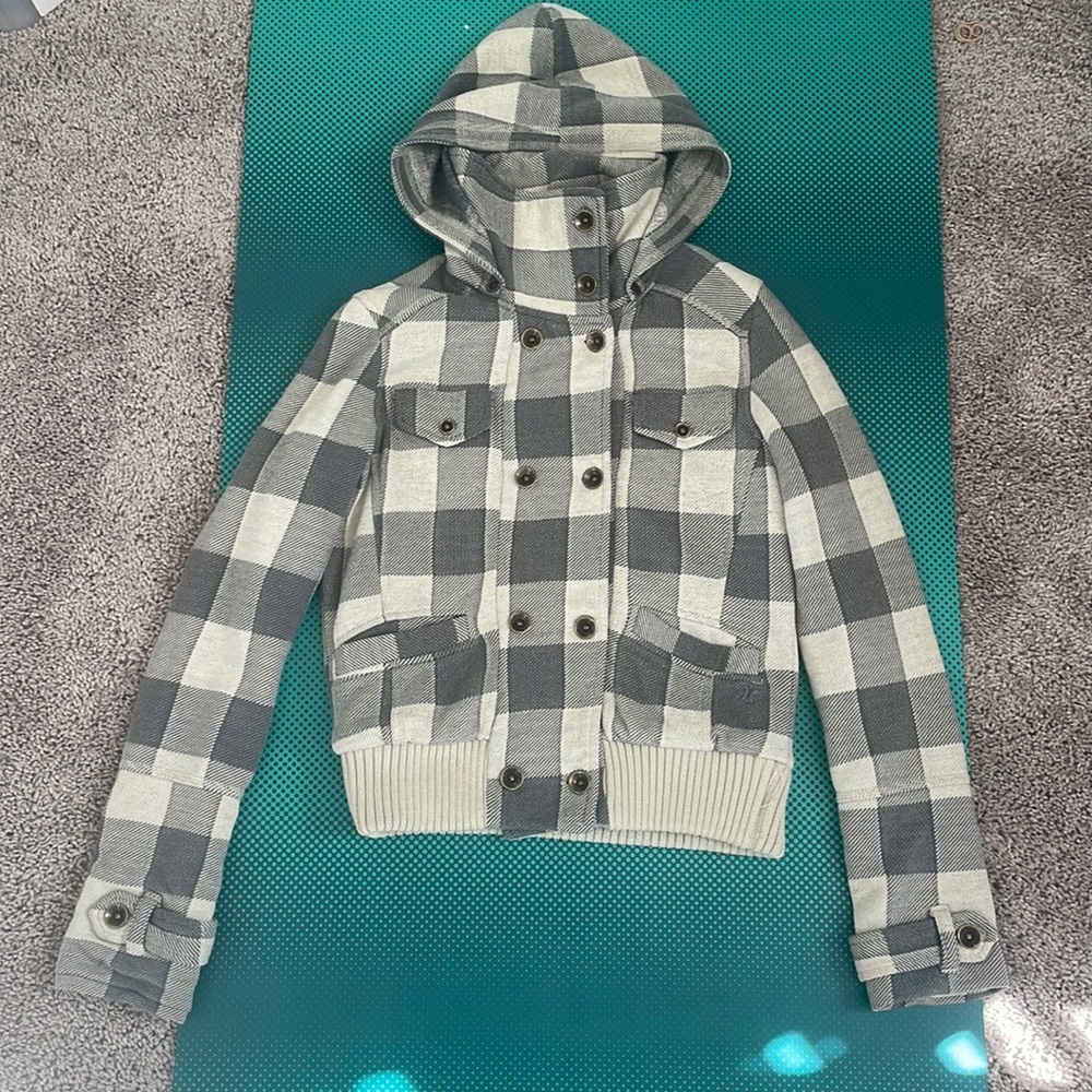 Early 2000s Hurley Plaid insulated jacket with removable hood SMALL
